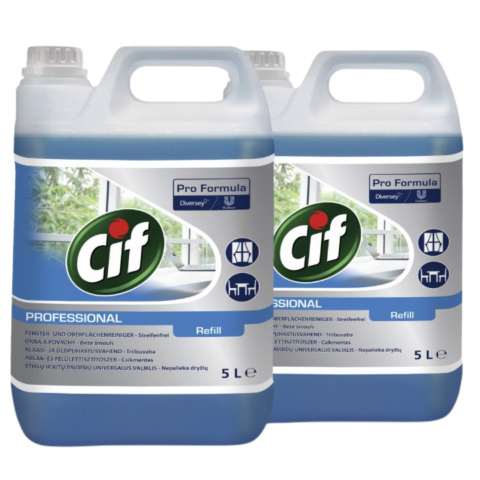 Produse Curatenie - Pachet CIF Professional Glass &amp; Multi Surface - Detergent Geamuri si Suprafete 2×5 L