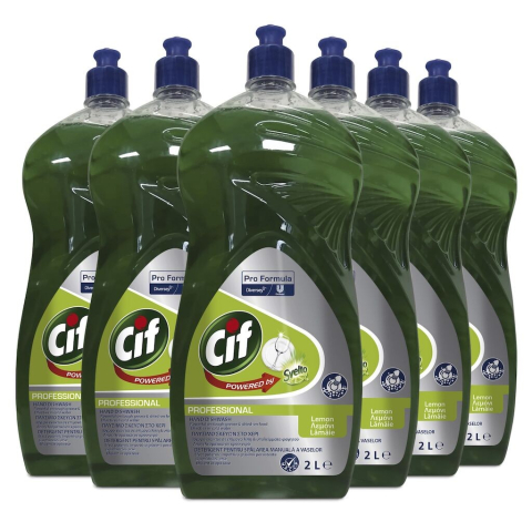 Produse Curatenie - Pachet CIF Professional Lemon - Detergent Universal pentru Spalarea Manuala a Vaselor, Parfum de Lamaie, 6x2 L