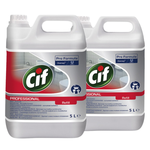Produse Curatenie - Pachet CIF Professional Washroom - Detergent si Detartrant pentru Suprafetele din Baie, 2×5 L