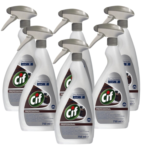 Produse Curatenie - Pachet CIF Professional Wood Polish - Crema pentru Mobilier din Lemn, 6×0,75 L