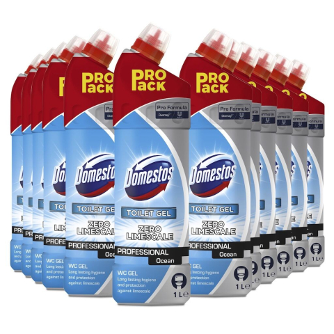 Produse Curatenie - Pachet Domestos Professional Toilet Gel Ocean - Gel Dezinfectant pentru Toaleta, 12×1L