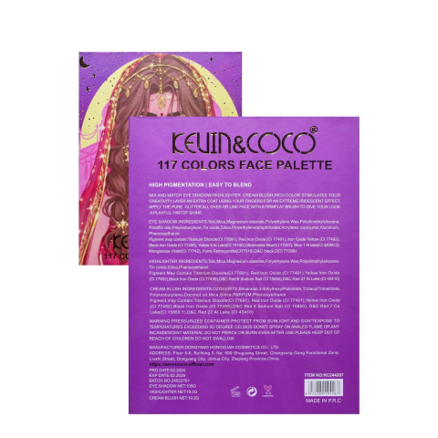 Paleta de Machiaj, KEVIN &amp;amp; COCO, Girl Power, Fard de Pleoape, Iluminator, Blush Cremos, 117 culori, 19 x 14.8 x 3.4 cm [3]