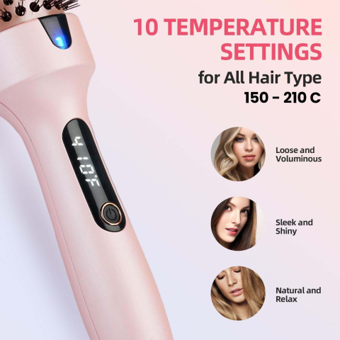 Perie termica cu infra rosu, Pieptene Cald, Afisaj LED, cu Ioni Negativi si dubla Tensiune, Ondulare, Volumizare si Indreptare, Roz [3]