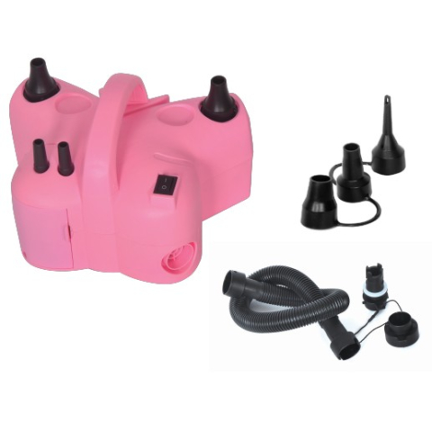 Pompe Baloane - Pompa Electrica de Umflat Baloane, cu Doua Iesiri, Accesorii Incluse, 220V, Putere 600W, Accesorii petrecere, Roz