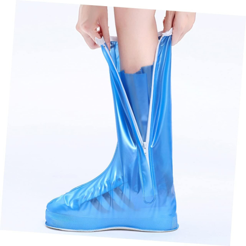Protectie Incaltaminte pentru Ploaie si Noroi, Impermeabila, Talpa Antiderapanta, cu Fermoar si Capsa, Inaltime 40 cm, Marime M 36-37, Albastru [1]