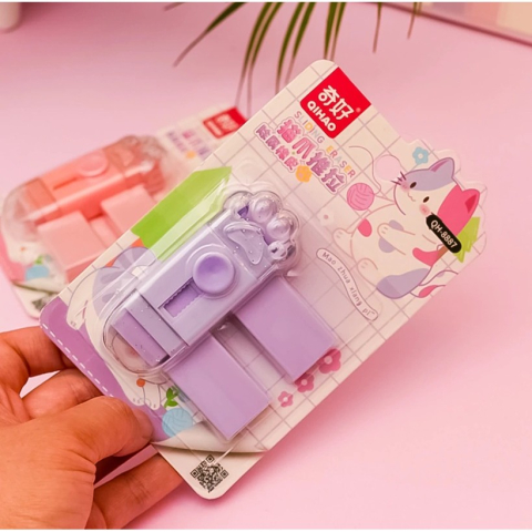 Radiera, Model Labuta de Pisica, cu 2 Rezerve, Reglare Pull-Push, din Cauciuc, Mov [4]