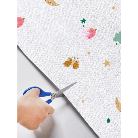 Rola Autoadeziva pentru Perete, din Panza, 10 m, Rezistenta la Umezeala, 2.5 mm Grosime, Model Girafa si Elefant, Multicolor [3]