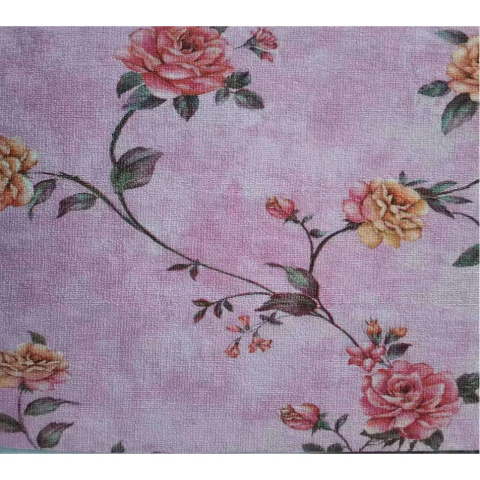 Rola Autoadeziva pentru Perete, din Panza, 10 m, Rezistenta la Umezeala, 2.5 mm Grosime, Model Trandafiri, Roz [2]