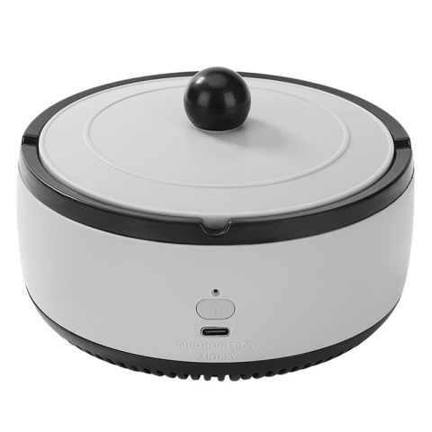 Diverse Casa - Scrumiera Multifunctionala cu Absorbtie, Incarcare USB, cu Purificator de Aer, Scrumiera cu Absorbtie Fum, 14,5 x 14 x 7,5 cm, Gri