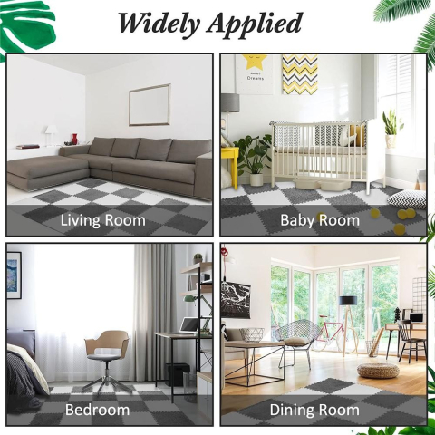 Set 10 Piese Covor tip Puzzle, Spuma EVA, Pufos, 30 x 30 x 1 cm, Gri [1]