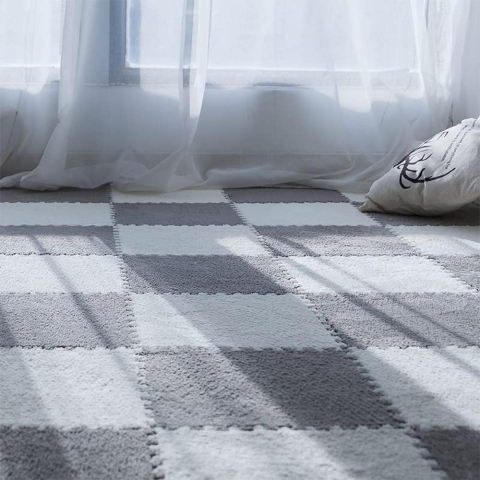 Set 10 Piese Covor tip Puzzle, Spuma EVA, Pufos, 30 x 30 x 1 cm, Gri [2]