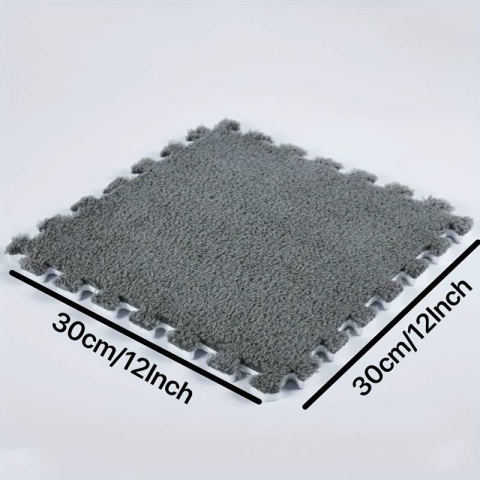 Set 10 Piese Covor tip Puzzle, Spuma EVA, Pufos, 30 x 30 x 1 cm, Gri [8]