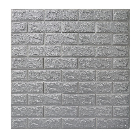 Set 10 Placi de Tapet, Autoadezive, 70 x 77 cm, 2.5 mm Grosime, Suprafata Acoperita 5.3 mp, din PVC, Model Caramida, Argintiu [4]