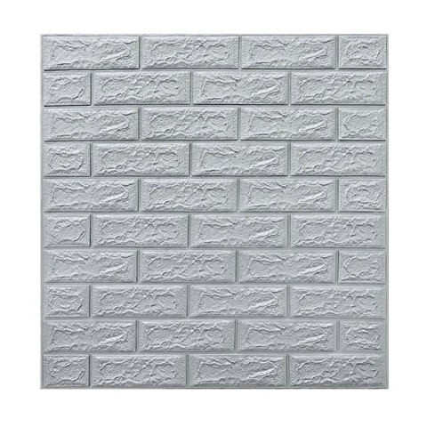 Tapet 3D Autoadeziv - Set 10 Placi de Tapet, Autoadezive, 70 x 77 cm, 3.5 mm Grosime, Suprafata Acoperita 5.3 mp, din PVC, Model Caramida, Gri