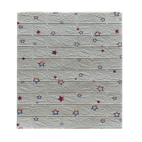 Tapet 3D Autoadeziv - Set 10 Placi de Tapet, Autoadezive, 70 x 77 cm, Suprafata Acoperita 5.3 mp, din PVC, Model Stelute Curcubeu, Alb