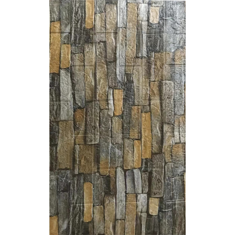 Set 10 Placi de Tapet, Autoadezive, 70 x 77 cm, 2.5 mm Grosime, Suprafata Acoperita 5.3 mp, din PVC, Model Caramida, Galben [1]