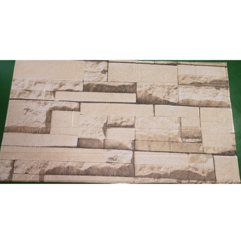 Set 10 Placi de Tapet, Autoadezive, 70 x 77 cm, 2.5 mm Grosime, Suprafata Acoperita 5.3 mp, din PVC, Model Piatra, Bej [4]