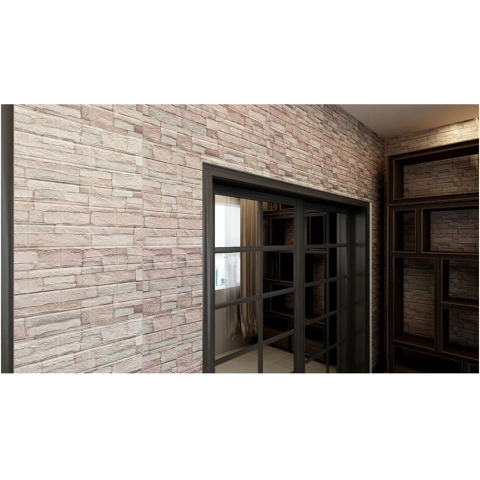 Set 10 Placi de Tapet, Autoadezive, 70 x 77 cm, 2.5 mm Grosime, Suprafata Acoperita 5.3 mp, din PVC, Model Piatra, Bej [2]