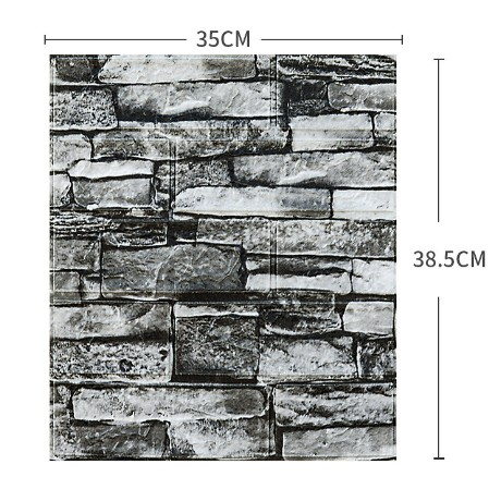 Set 10 Placi Tapet 3D, 35 x 38 cm, Grosime 3 mm, din Polietilena, Model Caramida, Suprafata acoperita 1.33 mp, Piatra Gri [5]