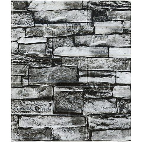 Set 10 Placi Tapet 3D, 35 x 38 cm, Grosime 3 mm, din Polietilena, Model Caramida, Suprafata acoperita 1.33 mp, Piatra Gri [1]