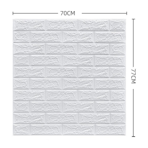 Set 10 Placi Tapet 3D, 70 x 77 cm, Grosime 3 mm, din Polietilena, Model Caramida, Suprafata acoperita 5.3 mp, Alb [3]