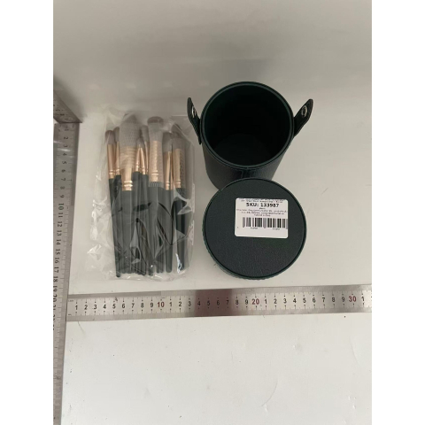 Set 14 Pensule de Machiaj cu Peri Moi, cu Suport pentru Depozitare, Verzi [1]