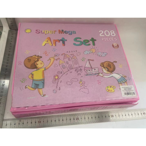 Set 208 Piese, Complet pentru Pictura si Desen, Tip Servieta, 3-12 Ani, 32 x 27 x 5 cm, Roz [6]