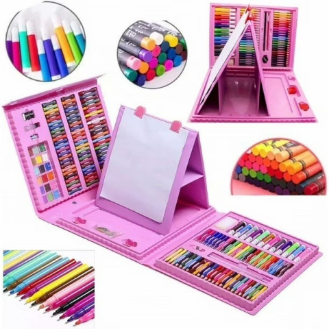 Set 208 Piese, Complet pentru Pictura si Desen, Tip Servieta, 3-12 Ani, 32 x 27 x 5 cm, Roz [1]