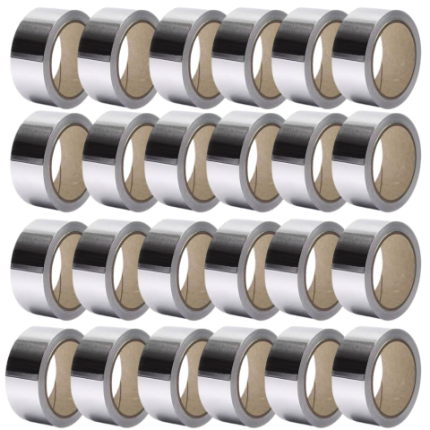Adezivi si Benzi Adezive - Set 24 Role Banda Adeziva de Aluminiu, Rezistenta UV, Aderenta, Izolare, Protectie, 50mmx50m, Argintiu