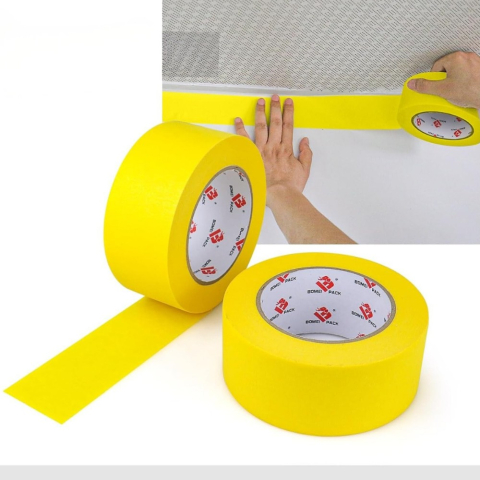 Set 24 Role Banda Adeziva de Mascare, Rezistenta UV, 48mmx50m, Rezistenta, Aderenta, Galbena [2]