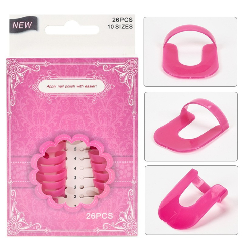 Set 26 buc Sabloane Reutilizabile pentru Oja, pentru Manichiura Ingrijita, fara Depasire Margini, Protectie Cuticula, 10 Marimi, din Plastic, Roz [4]