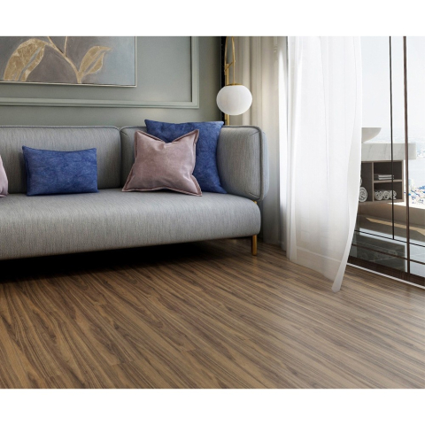 Set 36 Placi Autoadezive pentru Pardoseala, din PVC, Impermeabil, Ignifug, Usor de Curatat, Dimensiune Placa 91.44 x 15.24 cm, Grosime 1.5 mm, Acoperire 5 m2, Model 5, Maro [2]