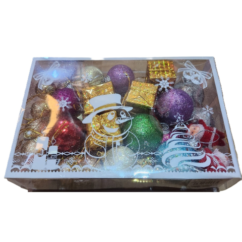 Set 45 Globuri de Craciun, pentru Brad, Model 2, cu Glitter, Lucioase, Multicolor [1]