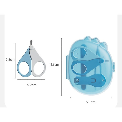 Set 4in1 de Ingrijire Unghii pentru Bebelusi, Cutie de Depozitare Dinozaur Transparent, 0-6 Ani, 11.5 x 9 x 3 cm, Albastru [2]