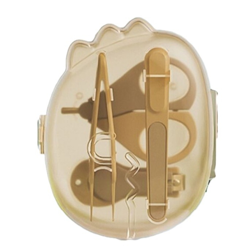 Articole pentru Copii - Set 4in1 de Ingrijire Unghii pentru Bebelusi, Cutie de Depozitare Dinozaur Transparent, 0-6 Ani, 11.5 x 9 x 3 cm, Bej