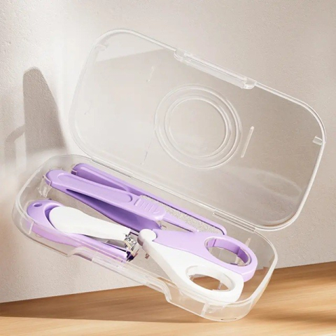 Set 4in1 de Ingrijire Unghii pentru Bebelusi, Cutie de Depozitare Texturata, 0-6 Ani, 13.6x8x2 cm, Mov [7]