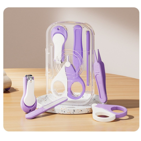 Set 4in1 de Ingrijire Unghii pentru Bebelusi, Cutie de Depozitare Texturata, 0-6 Ani, 13.6x8x2 cm, Mov [1]