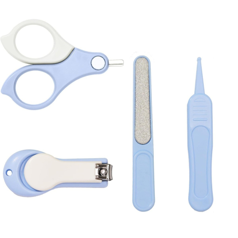 Set 4in1 de Ingrijire Unghii pentru Bebelusi, Cutie de Depozitare Transparenta, 0-6 Ani, 13.6x8x2 cm, Albastru Deschis [1]