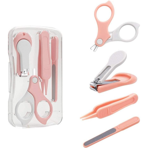 Set 4in1 de Ingrijire Unghii pentru Bebelusi, Cutie de Depozitare Transparenta, 0-6 Ani, 13.6x8x2 cm, Roz [6]