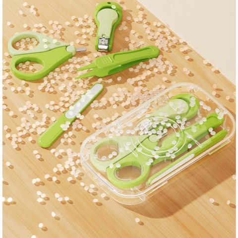 Set 4in1 de Ingrijire Unghii pentru Bebelusi, Cutie de Depozitare Transparenta, 0-6 Ani, 13.6x8x2 cm, Verde [2]