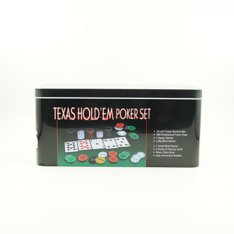 Set de Poker Complex cu 200 de jetoane Include 2 seturi de carti, Texas Hold`em set, portabil, cutie depozitare [10]