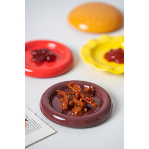 Set Farfurii Ceramice sub Forma de Burger, din Ceramica, pentru Sosuri si Gustari, Mini Farfurii Stivuibile, Multicolor [5]