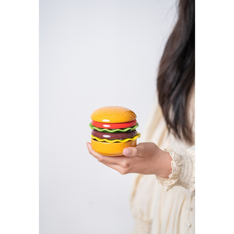 Set Farfurii Ceramice sub Forma de Burger, din Ceramica, pentru Sosuri si Gustari, Mini Farfurii Stivuibile, Multicolor [10]