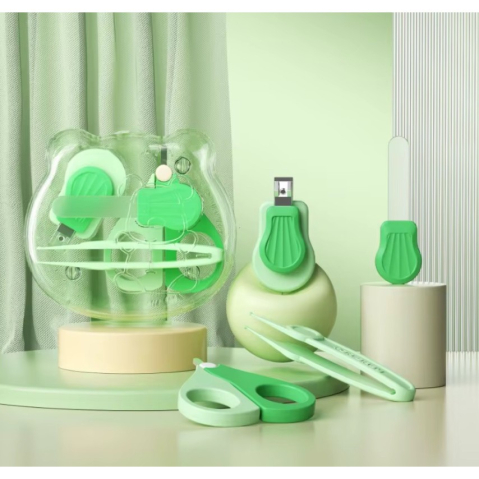 Set Ingrijire Unghii pentru Bebelusi, Cutie de Depozitare in Forma de Ursulet, 10 x 9.5 cm, Verde [4]