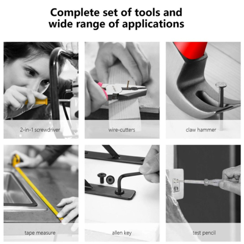 Set Scule 24 piese pentru Uz Casnic, Instrumente Set in Trusa de Plastic Gri, din Plastic si Metal, 20 x 12.5 x 3 cm, Roz [4]