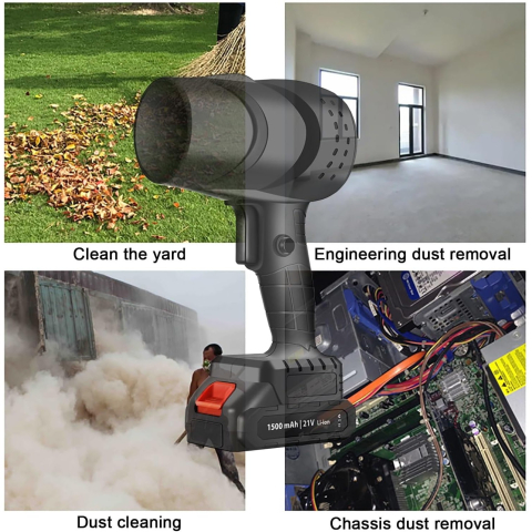Suflanta de Aer Multifunctionala Portabila, Incarcare Auto, pentru Gratar, Masina, Indepartare Frunze si Praf, 1500 mAh, Viteta de Rotatie 25000 RPM, 2 Baterii de Li si Incarcator, Negru [8]
