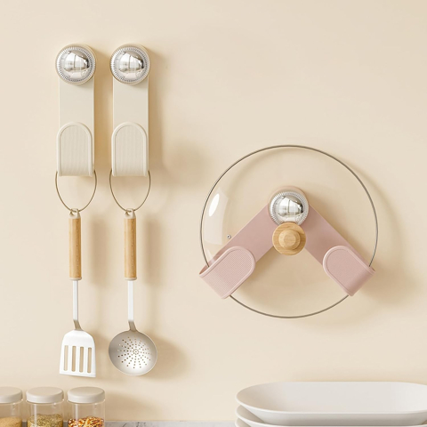 Suport de Bucatarie, Rotativ, din Plastic, Aplicare prin Lipire, 5 x 5 x 18.5 cm, Roz [6]