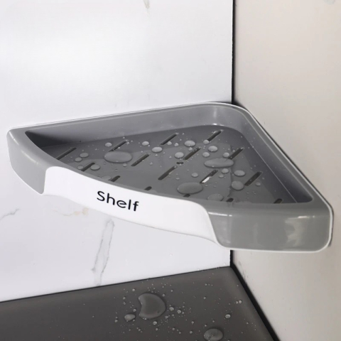 Suport Depozitare, din Plastic, Montare fara Perforatii, pentru Baie/Bucatarie, 28 x 39 x 4.5 cm, Gri [7]