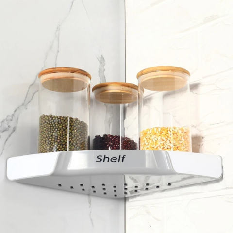 Suport Depozitare, din Plastic, Montare fara Perforatii, pentru Baie/Bucatarie, 28 x 39 x 4.5 cm, Gri [6]