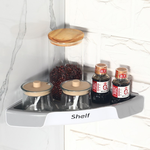 Suport Depozitare, din Plastic, Montare fara Perforatii, pentru Baie/Bucatarie, 28 x 39 x 4.5 cm, Gri [3]